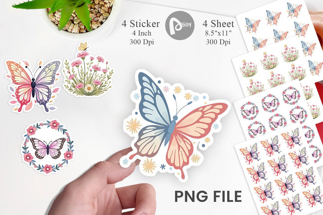 Butterfly Bloom Pastels Sticker Sublimation artnoy 