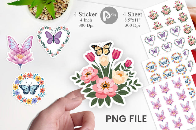 Butterfly Bloom Pastels Sticker Sublimation artnoy 