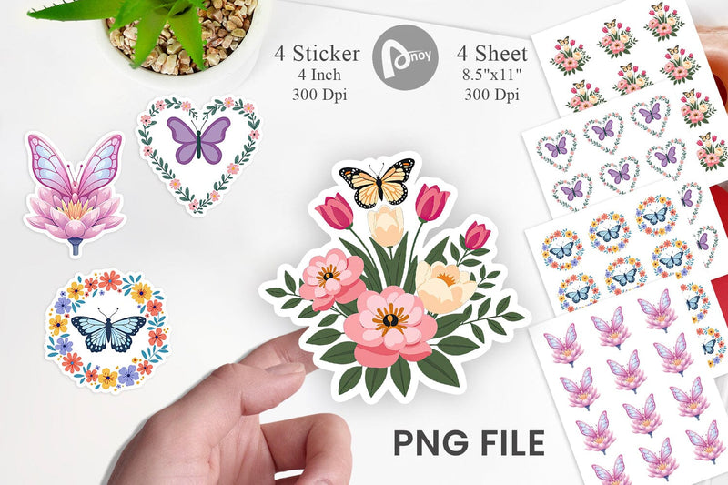 Butterfly Bloom Pastels Sticker Sublimation artnoy 