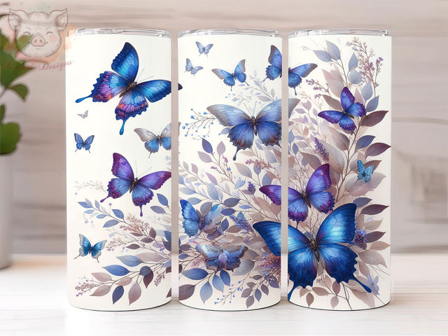 Butterfly Blue 20oz Tumbler Png, Straight & Tapered Tumbler Png, Butterfly Tumbler Png, Digital Download PNG Sublimation Lara' s Designs 
