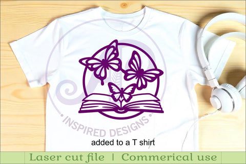 Butterfly Book Wall Art SVG Laser Cut File Reading Decor SVG APInspireddesigns 