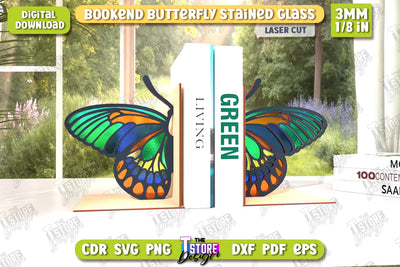Butterfly Bookends Laser Cut | Book Stopper | Reflective Butterfly | Books Holder | CNC File SVG The T Store Design 