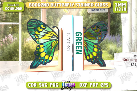 Butterfly Bookends Laser Cut Bundle | Book Stopper | Reflective Butterfly | Books Holder | CNC Files SVG The T Store Design 