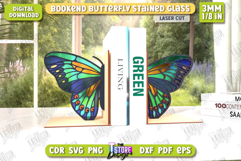 Butterfly Bookends Laser Cut Bundle | Book Stopper | Reflective Butterfly | Books Holder | CNC Files SVG The T Store Design 