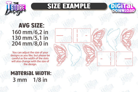 Butterfly Bookends Laser Cut Bundle | Book Stopper | Reflective Butterfly | Books Holder | CNC Files SVG The T Store Design 