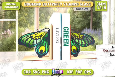 Butterfly Bookends Laser Cut Bundle | Book Stopper | Reflective Butterfly | Books Holder | CNC Files SVG The T Store Design 