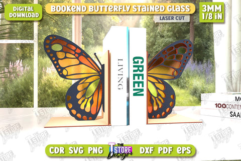 Butterfly Bookends Laser Cut Bundle | Book Stopper | Reflective Butterfly | Books Holder | CNC Files SVG The T Store Design 