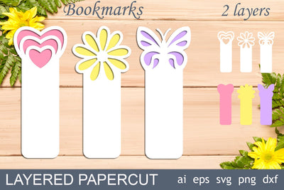 Butterfly bookmarks, Flower bookmark svg layered, Papercut template SVG AnastasiyaArtDesign 