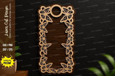 Butterfly Border Bookmark SVG Laser Cut Book Marker SVG Regulrcrative 
