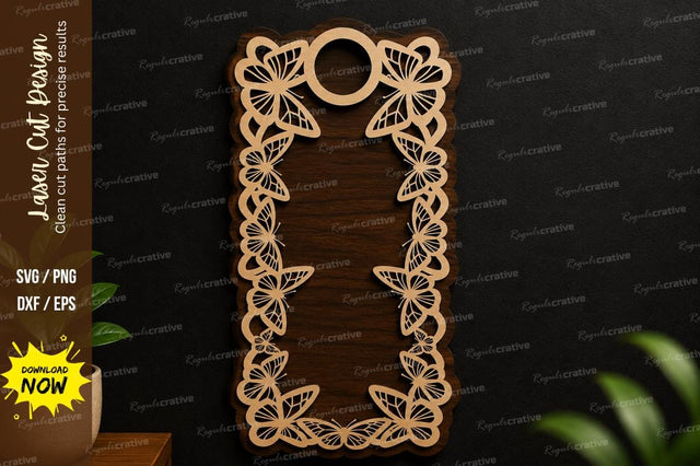 Butterfly Border Bookmark SVG Laser Cut Book Marker SVG Regulrcrative 