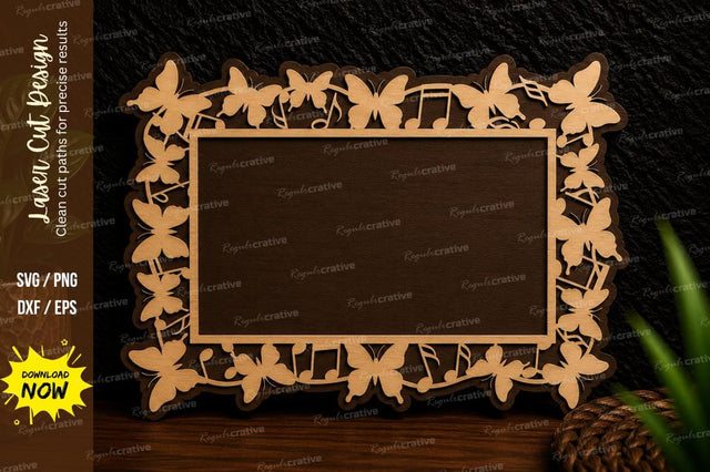 Butterfly Border Frame Laser Cut Svg Design SVG Regulrcrative 