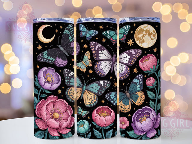 Butterfly Botanical Floral Tumbler, Seamless Tumbler, Stylish 20oz Wrap, Sublimation Design, Trendy Gift Idea, Botanical Butterfly Wrap, Rustic Floral Tumbler Sublimation SvggirlplusArt 