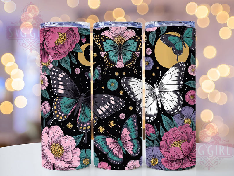 Butterfly Botanical Floral Tumbler, Seamless Tumbler, Stylish 20oz Wrap, Sublimation Design, Trendy Gift Idea, Botanical Butterfly Wrap, Rustic Floral Tumbler Sublimation SvggirlplusArt 