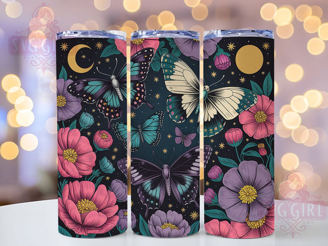 Butterfly Botanical Floral Tumbler, Seamless Tumbler, Stylish 20oz Wrap, Sublimation Design, Trendy Gift Idea, Botanical Butterfly Wrap, Rustic Floral Tumbler Sublimation SvggirlplusArt 
