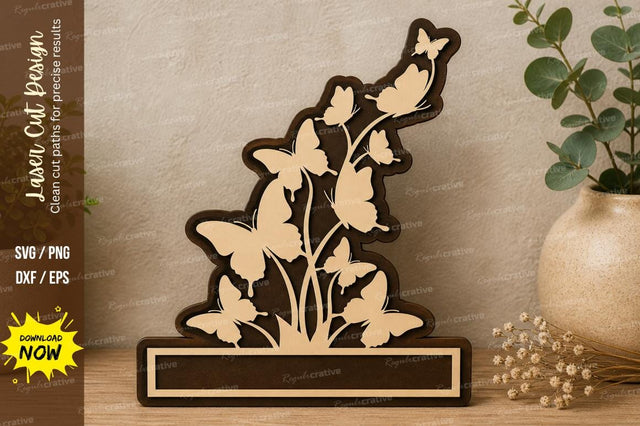 Butterfly Branch Name Frame laser Cut svg Cutting file SVG Regulrcrative 