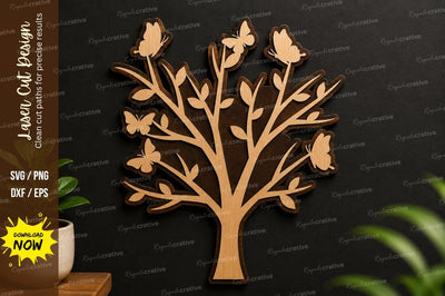 Butterfly Branch Tree laser cut svg File SVG Regulrcrative 