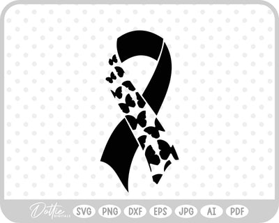 Butterfly Cancer Awareness Ribbon SVG DottieDigitals 