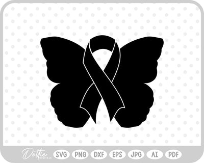 Butterfly Cancer Awareness Ribbon SVG DottieDigitals 