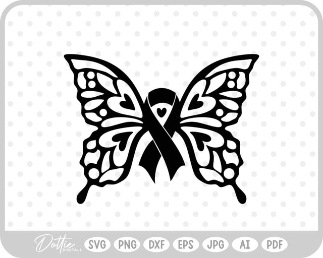 Butterfly Cancer Awareness Ribbon SVG DottieDigitals 