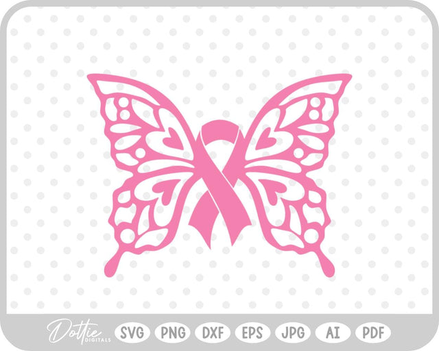 Butterfly Cancer Awareness Ribbon SVG DottieDigitals 