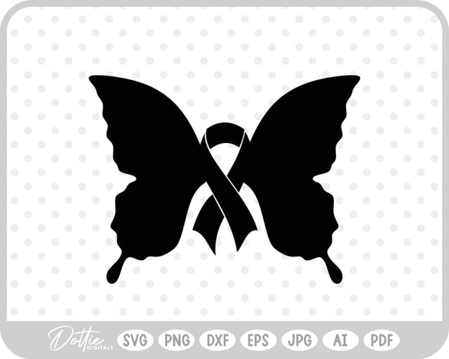 Butterfly Cancer Awareness Ribbon SVG DottieDigitals 