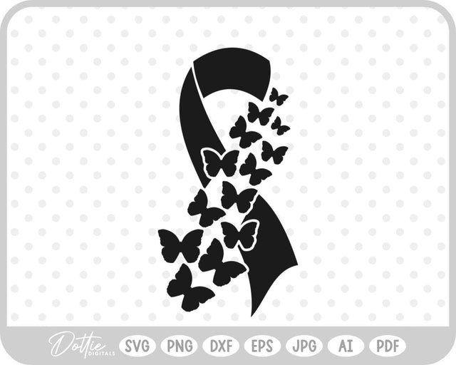 Butterfly Cancer Awareness Ribbon SVG DottieDigitals 