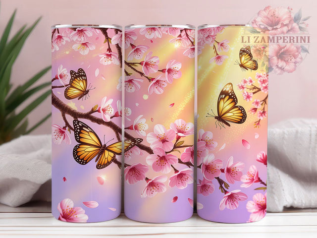 Butterfly Cherry Blossom Tumbler, Cherry Blossom, Spring Tumbler, Floral Wrap, Blossom Sublimation, Spring Design, Butterfly Wrap Sublimation Li Zamperini 