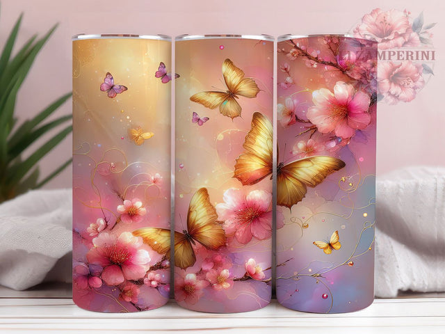 Butterfly Cherry Blossom Tumbler, Cherry Blossom, Spring Tumbler, Floral Wrap, Blossom Sublimation, Spring Design, Butterfly Wrap Sublimation Li Zamperini 