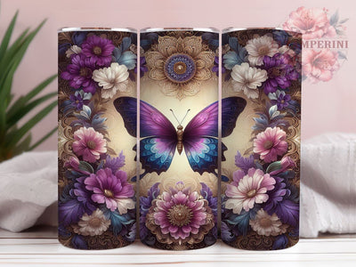 Butterfly Christmas Tumbler, Purple Floral Tumbler Wrap, 20oz Sublimation Design, Holiday Butterfly Design, Floral Tumbler Wrap, Digital Download PNG, Nature Lover Tumbler Sublimation Li Zamperini 