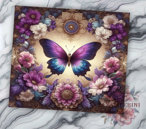 Butterfly Christmas Tumbler, Purple Floral Tumbler Wrap, 20oz Sublimation Design, Holiday Butterfly Design, Floral Tumbler Wrap, Digital Download PNG, Nature Lover Tumbler Sublimation Li Zamperini 