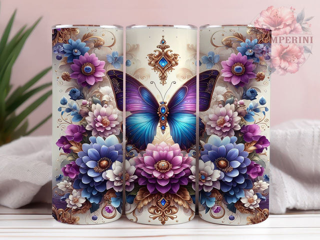 Butterfly Christmas Tumbler, Purple Floral Tumbler Wrap, 20oz Sublimation Design, Holiday Butterfly Design, Floral Tumbler Wrap, Digital Download PNG, Nature Lover Tumbler Sublimation Li Zamperini 