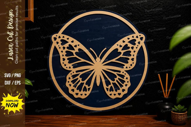 Butterfly Circle Design laser cut svg File SVG Regulrcrative 