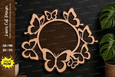 Butterfly Circle Frame laser cut svg File SVG Regulrcrative 
