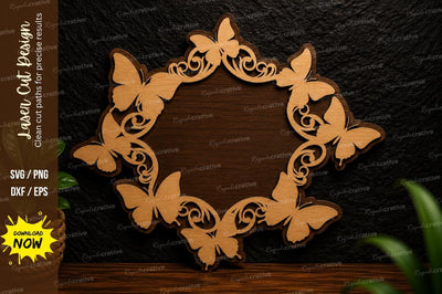 Butterfly Circle Laser Cut Svg Design SVG Regulrcrative 