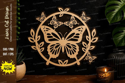 Butterfly Circle Wreath laser cut svg File SVG Regulrcrative 