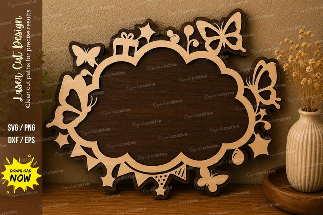 Butterfly Cloud Frame laser cut svg File SVG Regulrcrative 