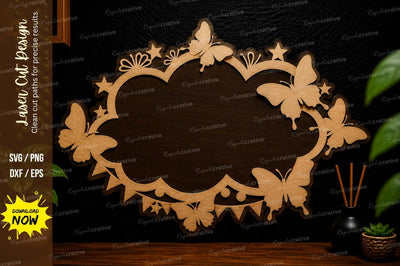Butterfly Cloud Frame laser cut svg File SVG Regulrcrative 
