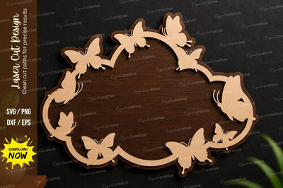Butterfly Cloud Frame Laser Cut SVG Regulrcrative 