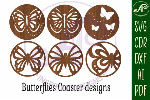 Butterfly Coasters, laser cut out garden designs 1 SVG APInspireddesigns 