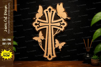 Butterfly Cross Art laser cut svg File SVG Regulrcrative 