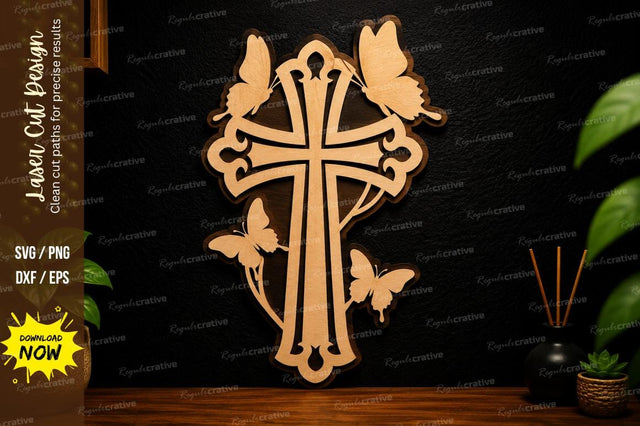 Butterfly Cross Art laser cut svg File SVG Regulrcrative 