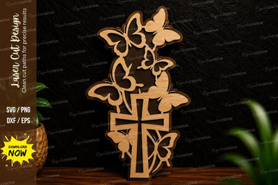 Butterfly Cross Laser Cut SVG Design SVG Regulrcrative 