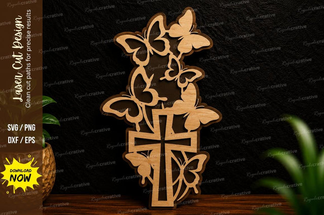 Butterfly Cross Laser Cut SVG Design SVG Regulrcrative 