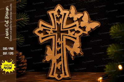 Butterfly Cross Laser Cut SVG Design SVG Regulrcrative 