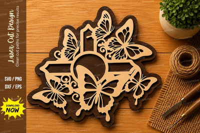 Butterfly Cross Ornament Laser Cut SVG File SVG Regulrcrative 
