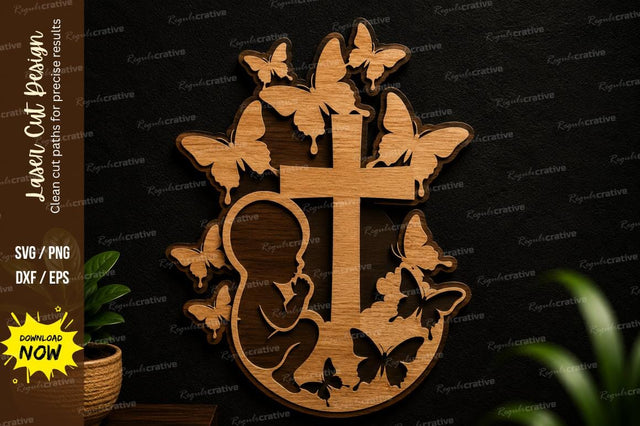 Butterfly Cross Ornament Laser Cut SVG SVG Regulrcrative 