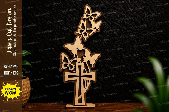 Butterfly Cross Ornament Laser Cut SVG SVG Regulrcrative 