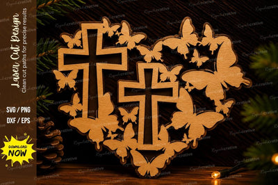 Butterfly Cross Wall Art Laser Cut SVG SVG Regulrcrative 