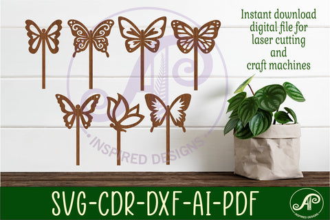 Butterfly cupcake toppers, 7 designs SVG laser cut SVG APInspireddesigns 