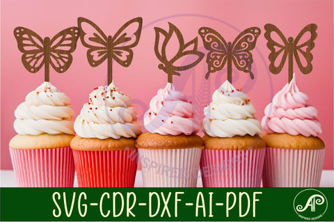 Butterfly cupcake toppers, 7 designs SVG laser cut SVG APInspireddesigns 
